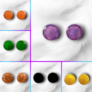 Brincos Banho de Prata | Pedra Natural | Redondo com Tarracha | Orgonite Artesanal